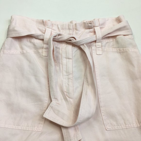 NWT A.L.C Pink Italian Linen Blend Belted High Waist Tapered Leg Soft Jeans - Picture 5 of 12